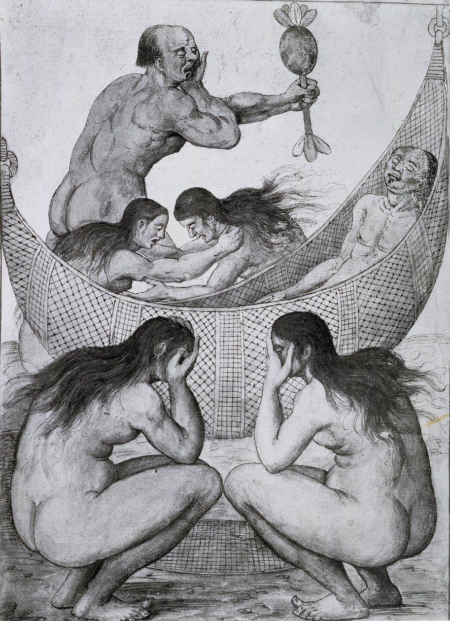 Indiens du Brésil pleurant un mort - John White