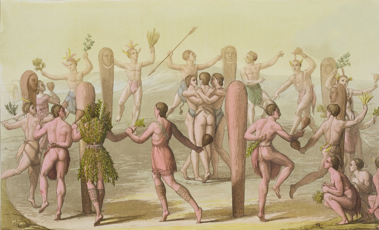 Natifs indigènes exécutant une danse cérémonielle - John White