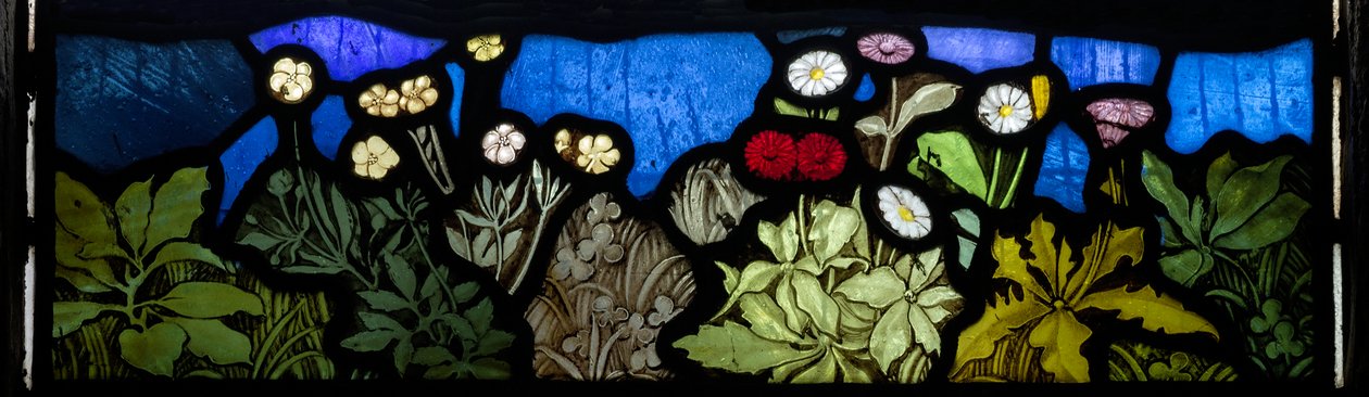 Fleurs (détail), Te Deum, Fenêtre Est, vers 1888 - John William Brown