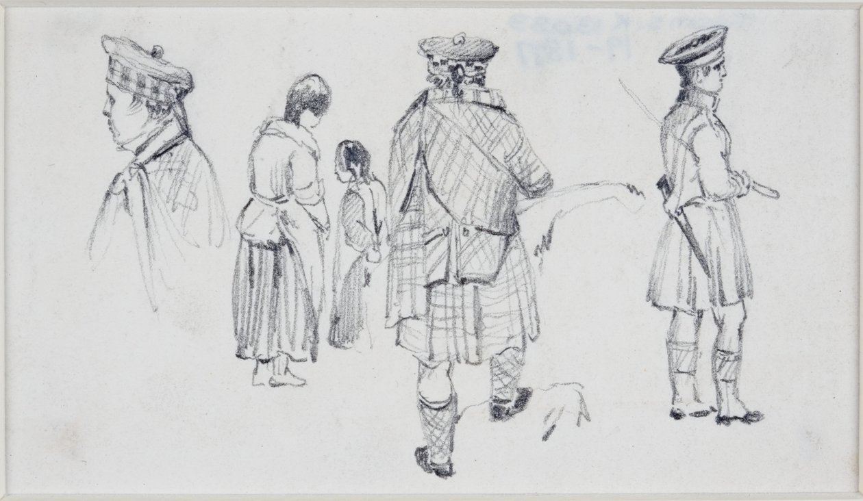Cinq figures en costume écossais - John Wilson Carmichael