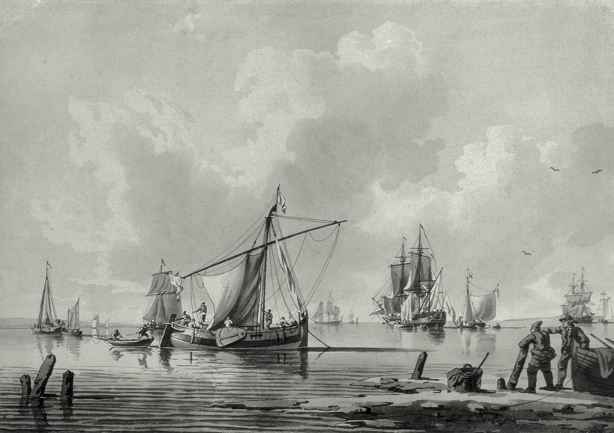 Rivière avec navires - John the Younger Cleveley