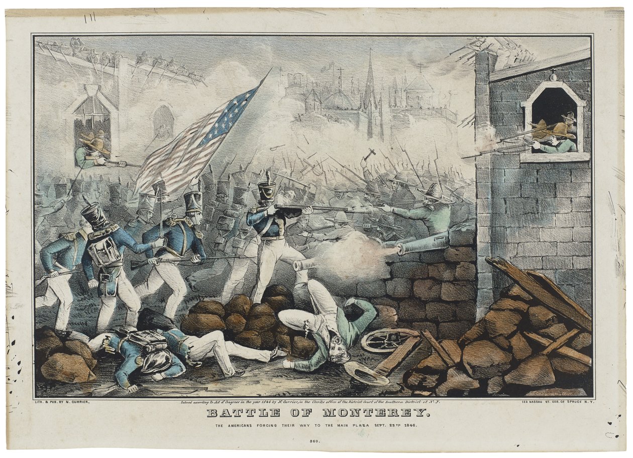 Bataille de Monterey le 7 juillet 1846, lithographie de Nathaniel Currier (1813-88) - John (after) Cameron