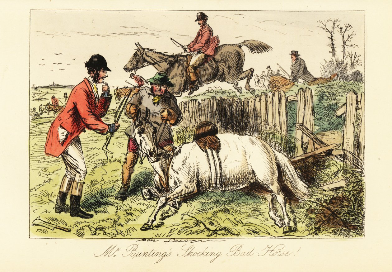 Gentleman anglais avec son cheval tombé lors d