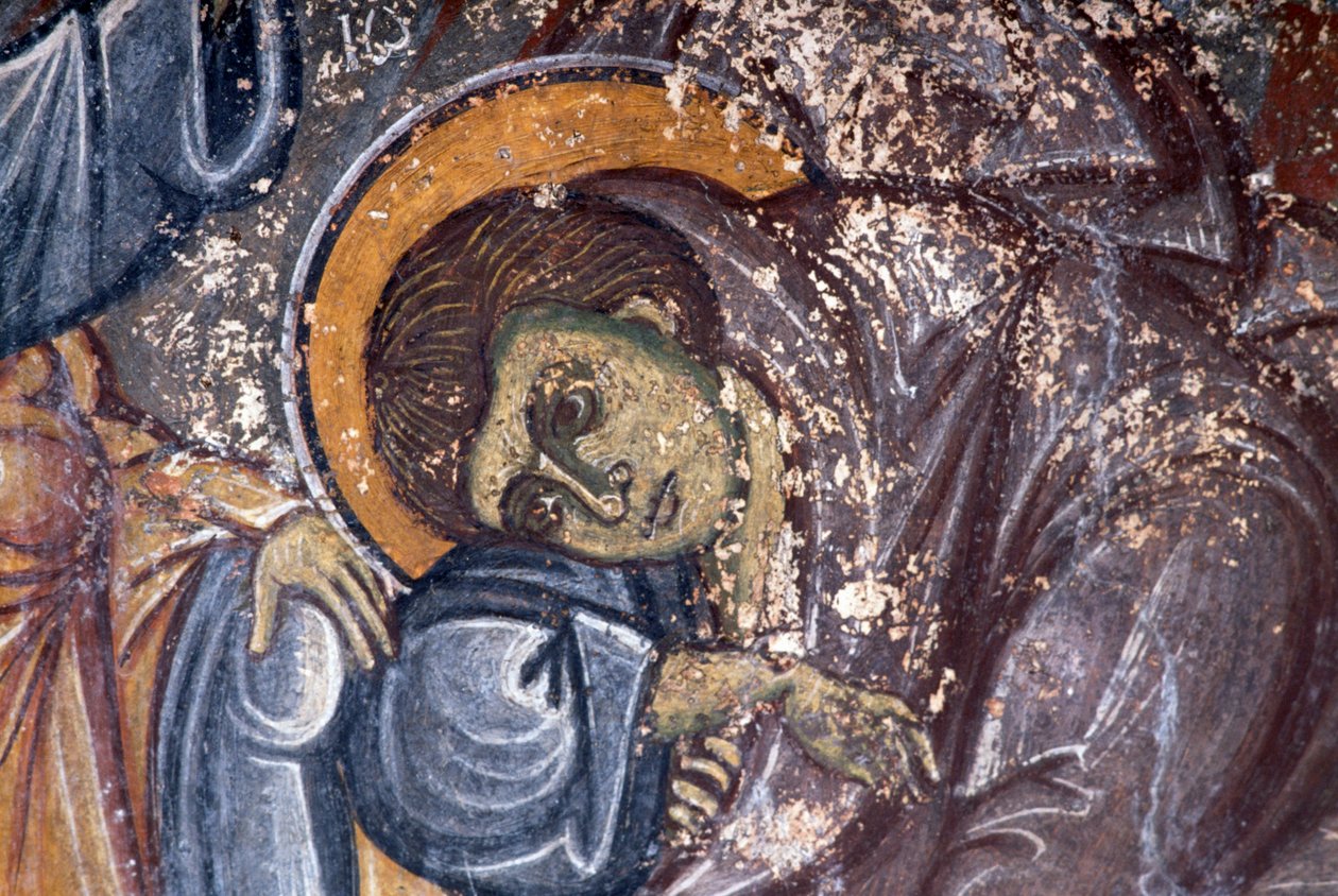 Figure de saint, détail de fresque dans l