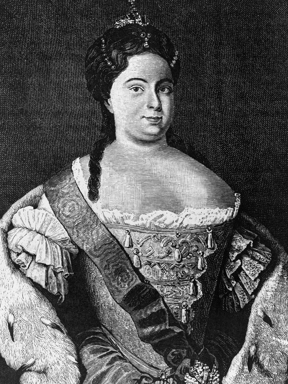 Portrait de Catherine I (1684-1727), seconde épouse de Pierre le Grand et impératrice de Russie de 1725 à sa mort, gravure - Walter Charles Mills