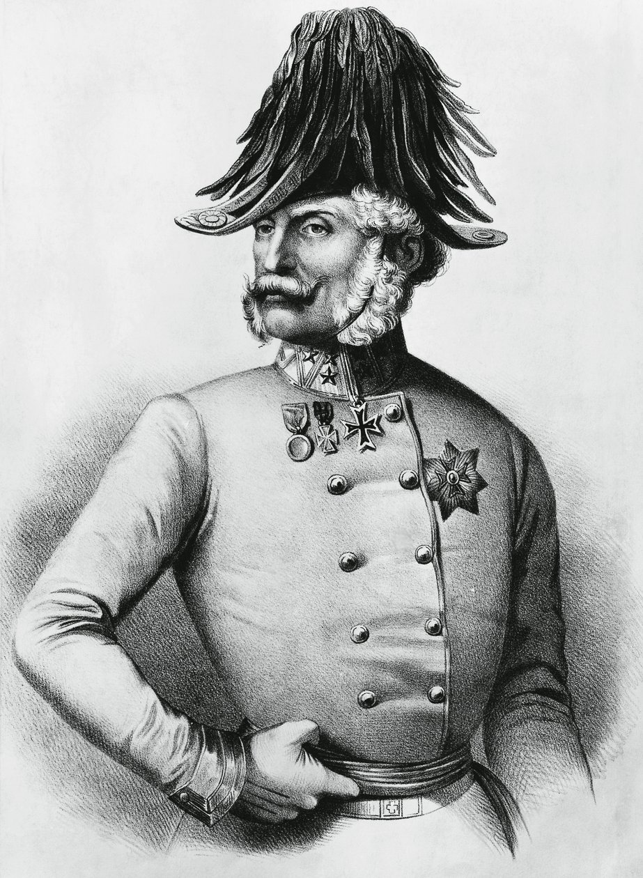 Portrait de Ferencz Gyulai (1798-1868), général et homme politique austro-hongrois, gravure - Walter Charles Mills