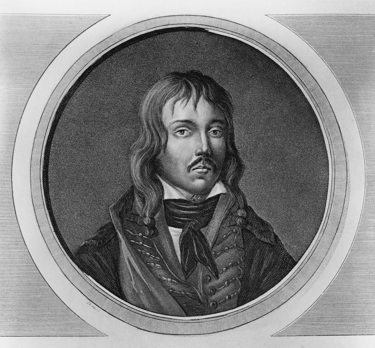 Portrait de François Séverin Marceau-Desgraviers (1769-1796), général français des guerres révolutionnaires, gravure - Walter Charles Mills