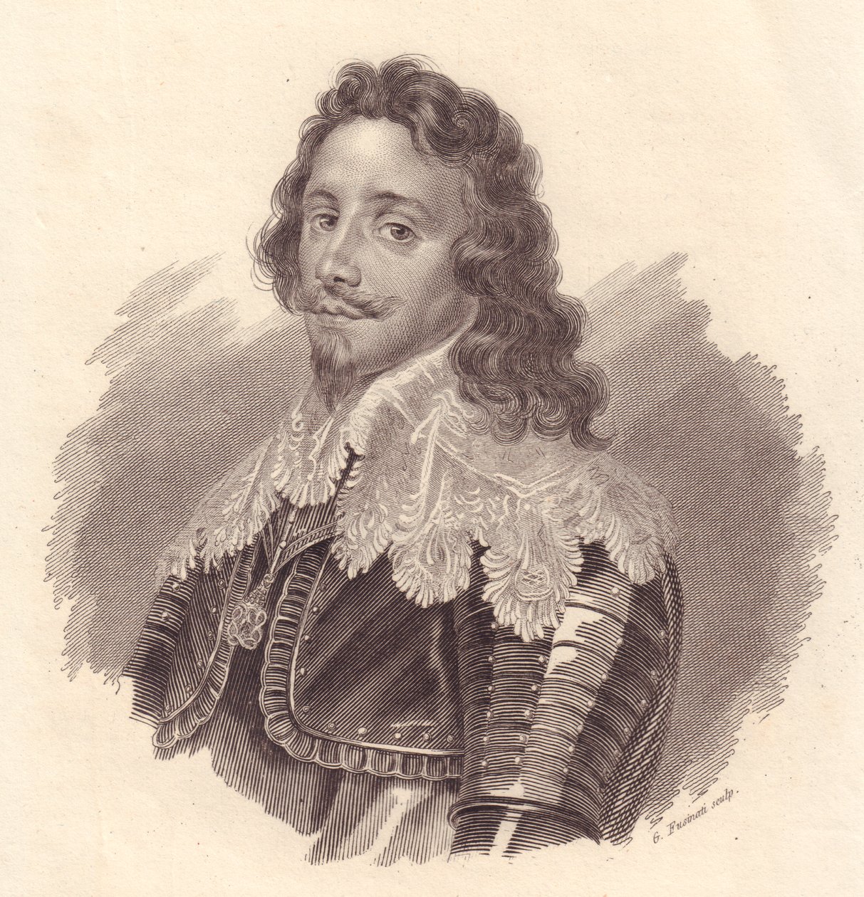 Portrait de Thomas François de Savoie, prince de Carignan (1596-1656), gravure sur cuivre par G Fusinati d
