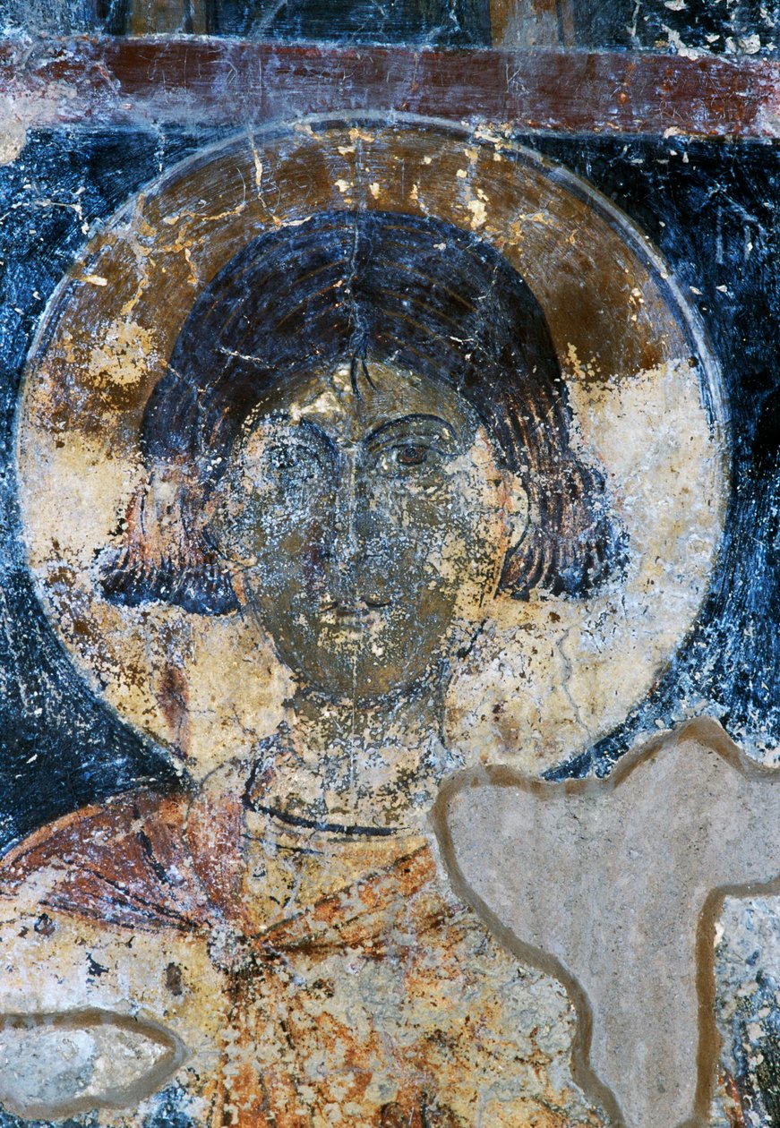 Saint, fresque dans la chapelle Saint-Nicolas, Maza, Crète, Grèce - Walter Charles Mills