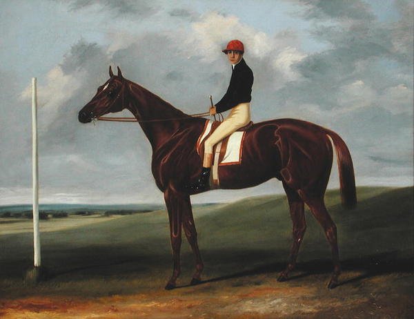 Poulain alezan avec jockey et poteau de départ - John Alfred Wheeler