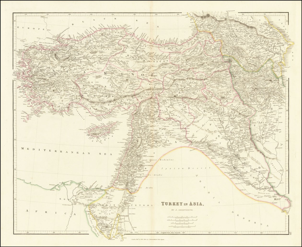 Carte de 1840 de la Turquie en Asie - John Arrowsmith