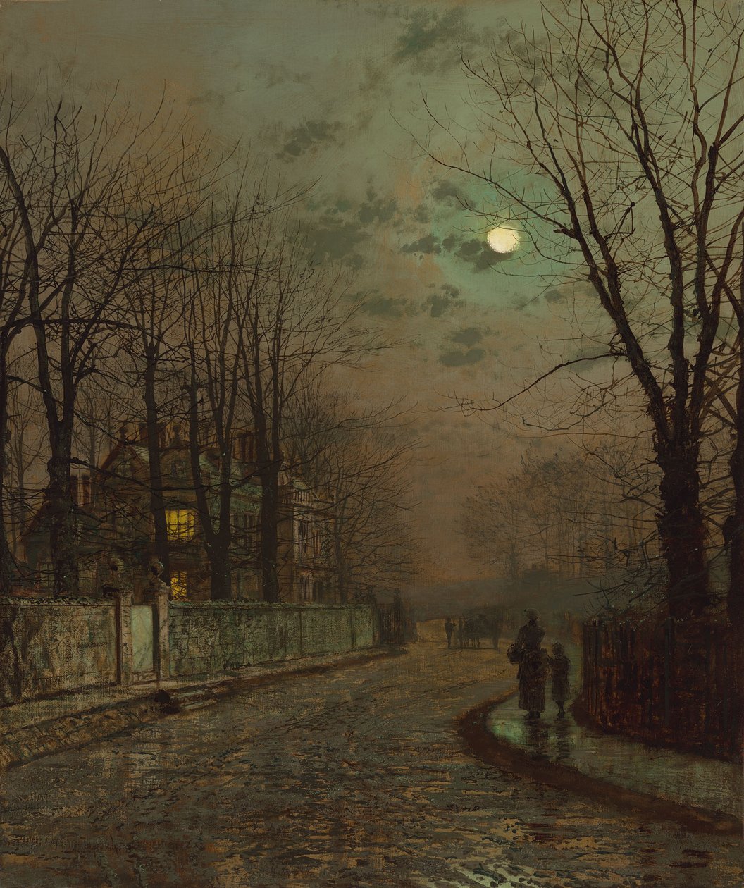 Une route humide, Knostrop, Yorkshire par John Atkinson Grimshaw, 1886 - John Atkinson Grimshaw