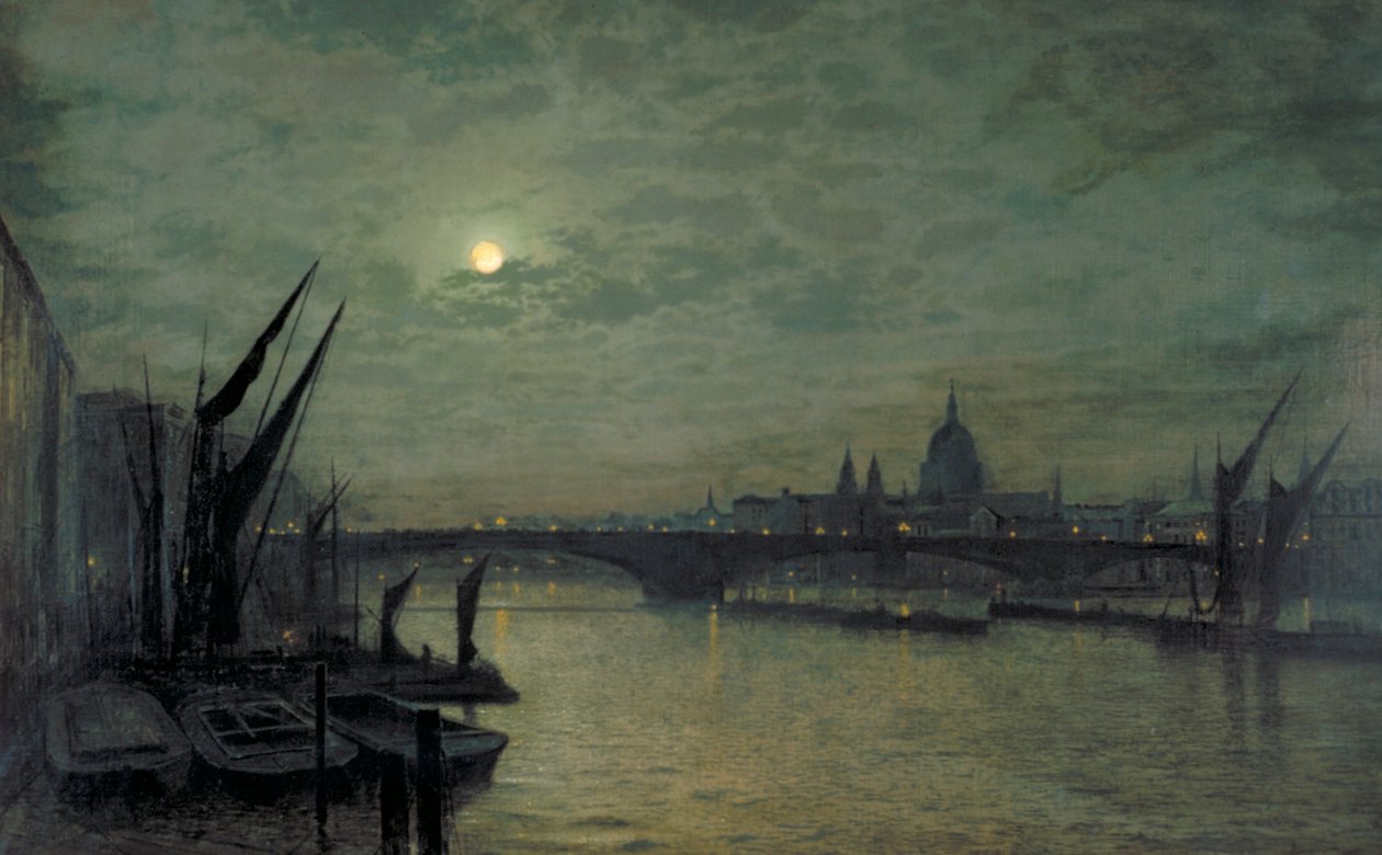 La Tamise au clair de lune avec le pont de Southwark, 1884 - John Atkinson Grimshaw