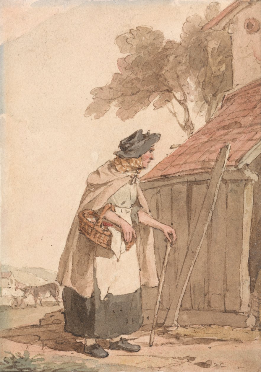 Une vieille femme portant un panier - John Augustus Atkinson