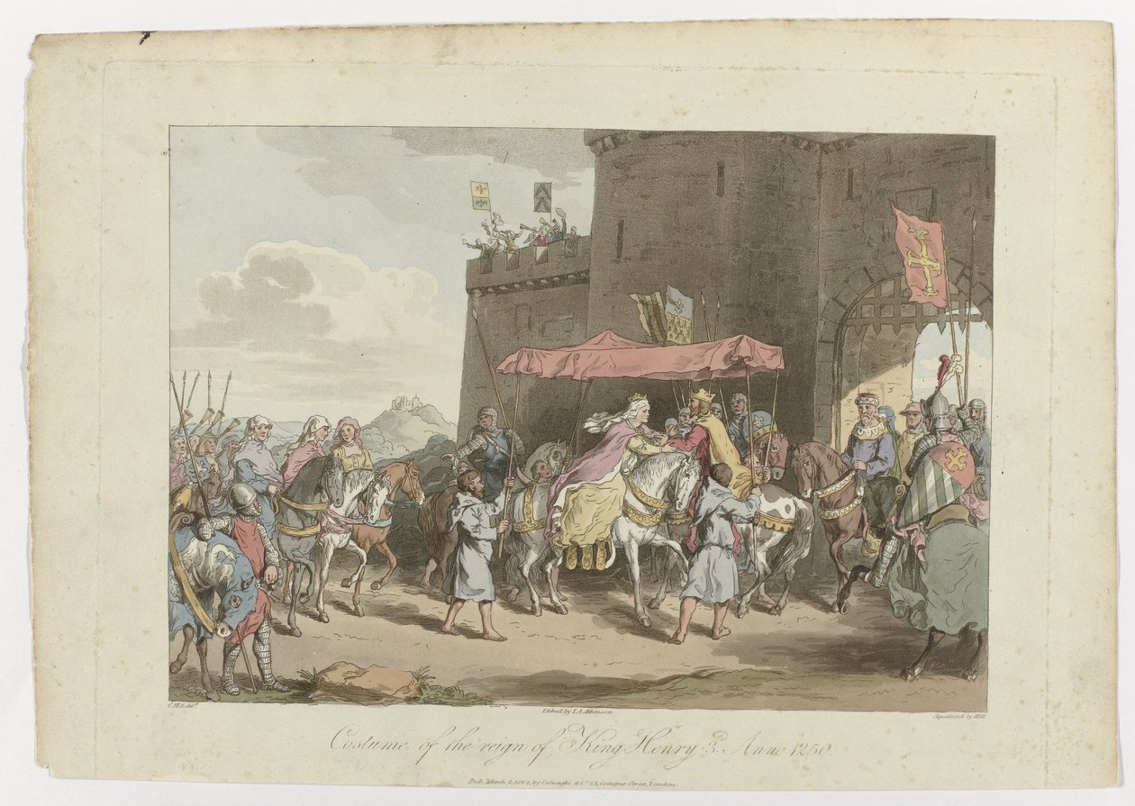 Costume du règne du roi Henri III, Anno 1250, 1er mars 1814 - John Augustus Atkinson