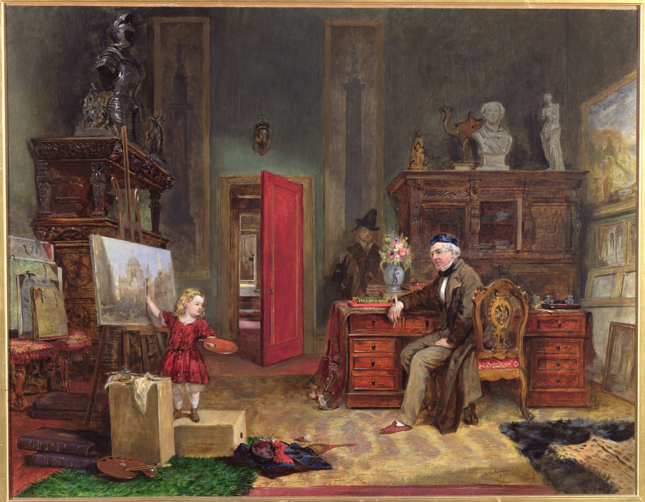 David Roberts (1796-1864) et sa petite-fille dans son atelier, vers 1866 - John Ballantyne