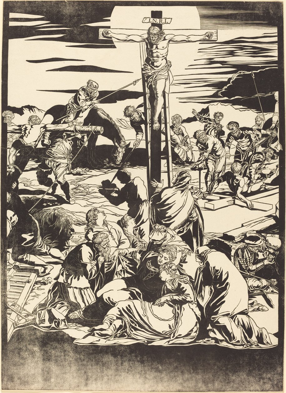 La Crucifixion (plaque centrale) - John Baptist Jackson after Jacopo Tintoretto