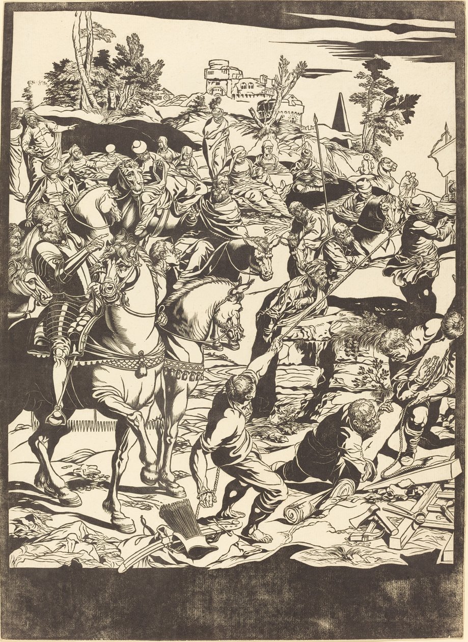 La crucifixion [plaque de gauche] - John Baptist Jackson after Jacopo Tintoretto
