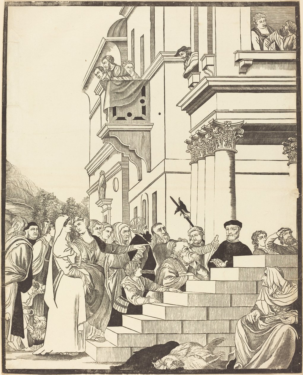 Présentation de la Vierge au Temple [plaque centrale] - John Baptist Jackson after Titian