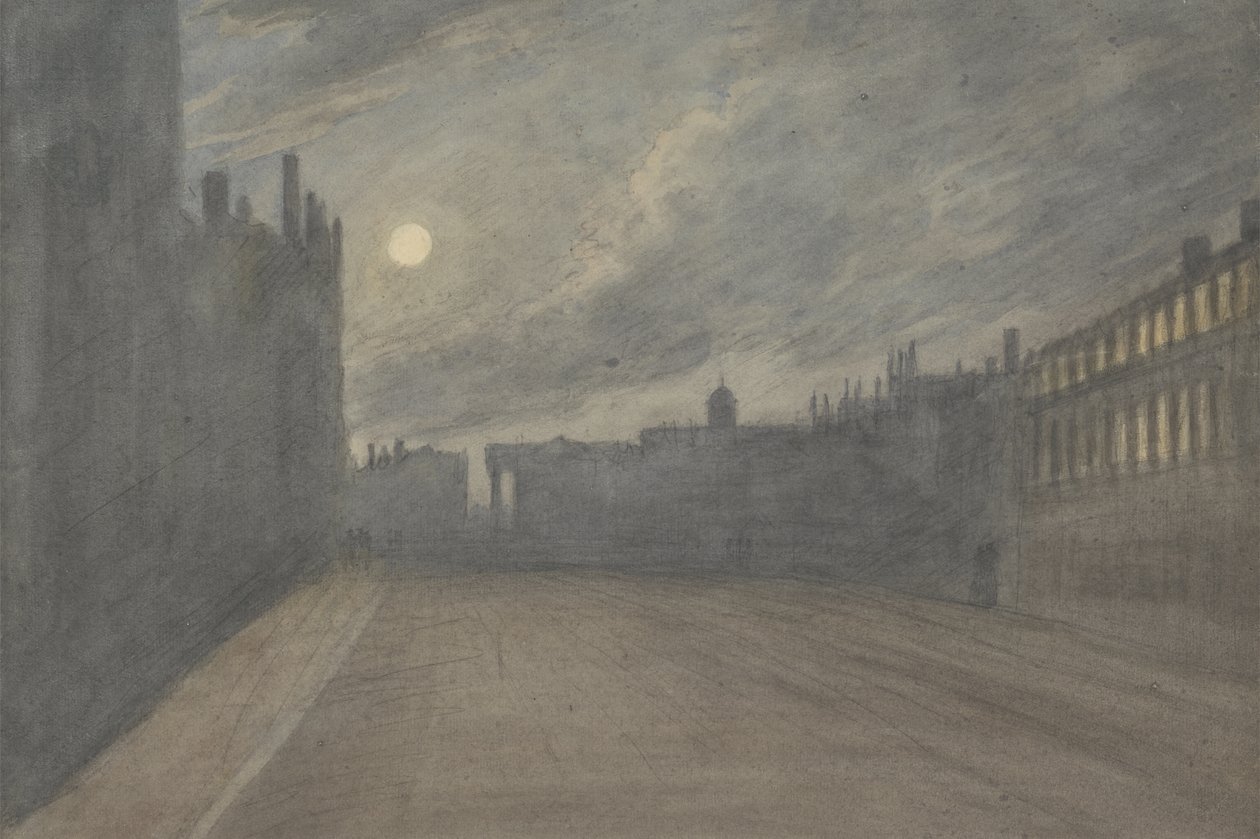 Broad Street, Oxford, pleine lune, 1790 - John Baptist Malchair