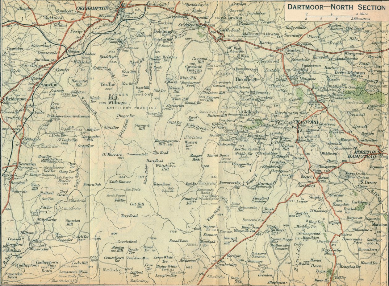 Dartmoor - Section nord, début du 20e siècle - John Bartholomew