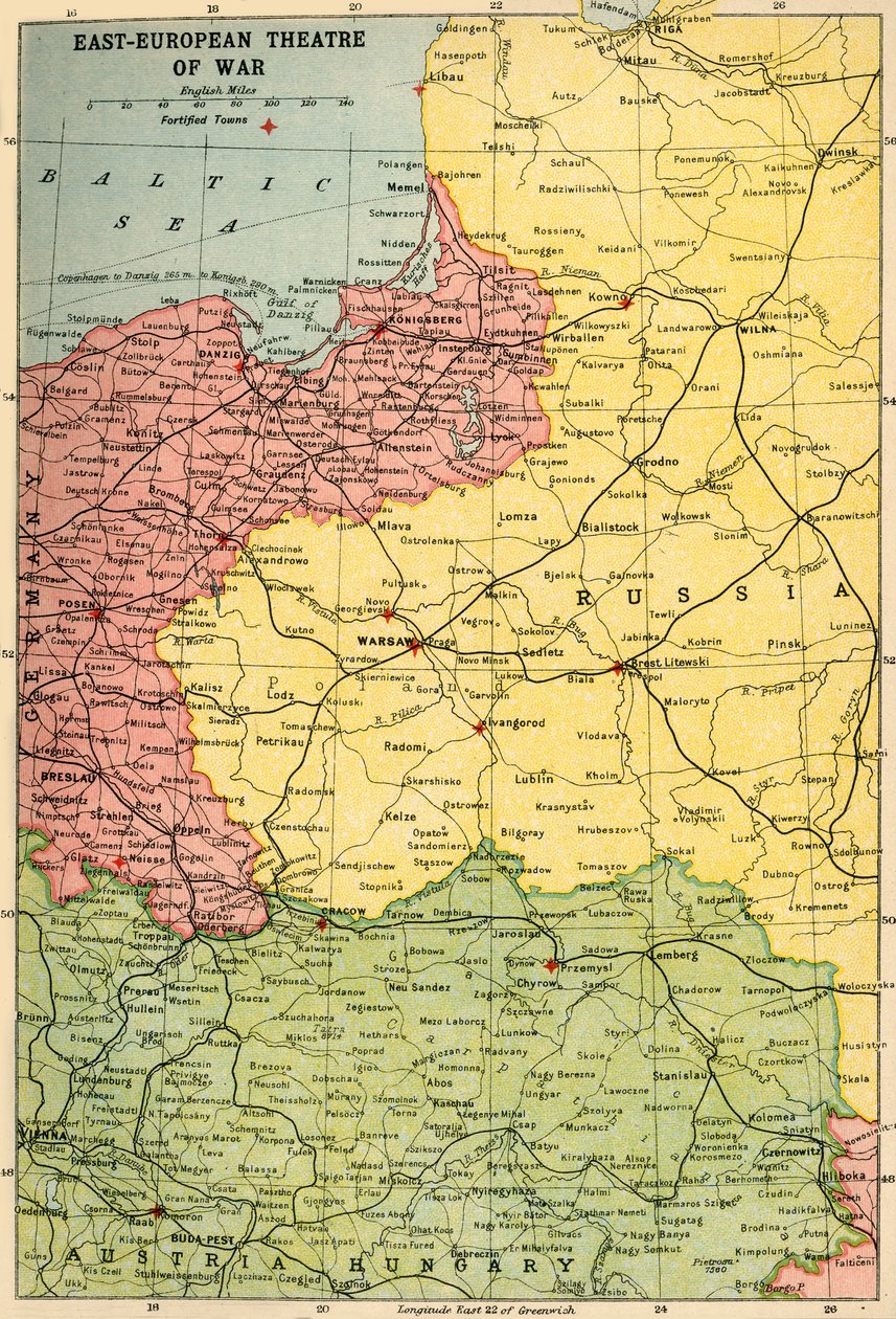 Théâtre de guerre est-européen, 1914-1918, vers 1920 - John Bartholomew and Son