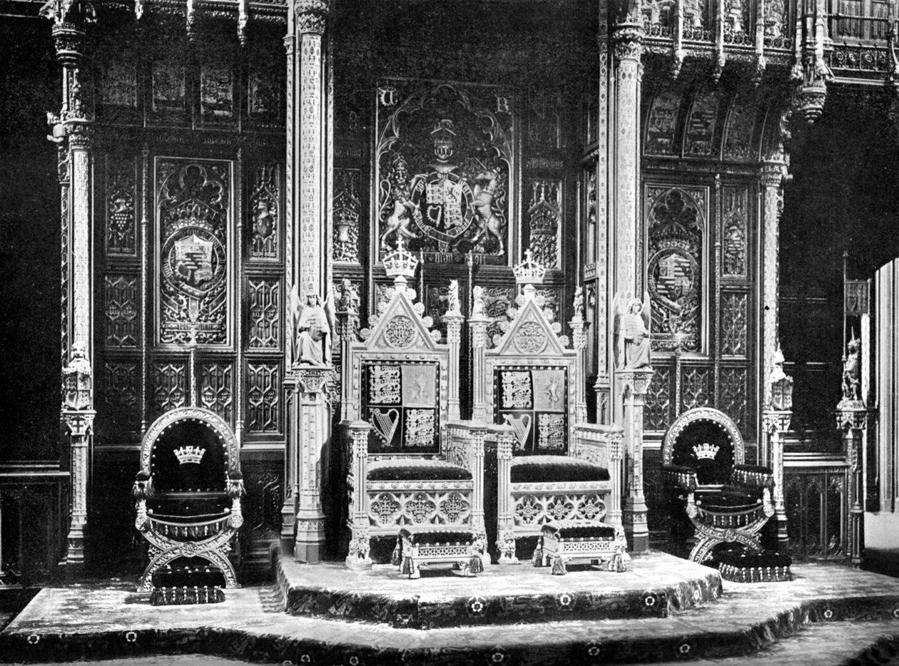 Le Trône Royal, Chambre des Lords, Westminster, vers 1905 - John Benjamin Stone