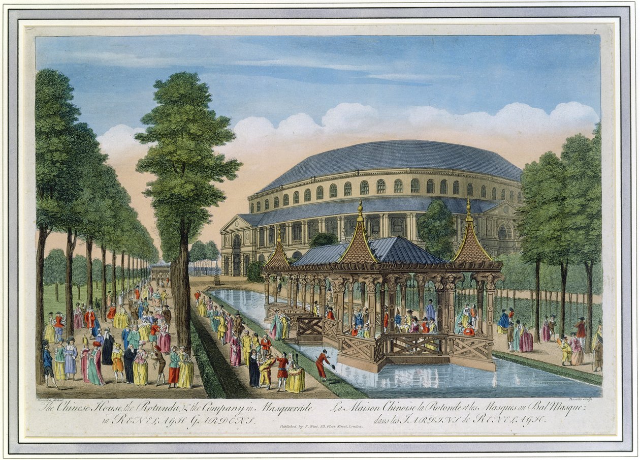 La Maison Chinoise, la Rotonde et la Compagnie en Mascarade dans les Jardins de Ranelagh - John Bowles