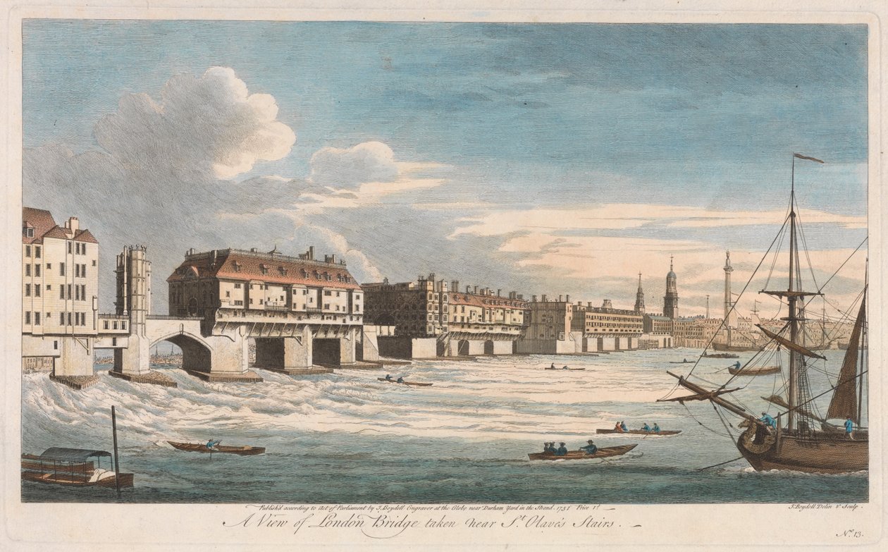 Vue du London Bridge prise près des escaliers de St. Olave - John Boydell