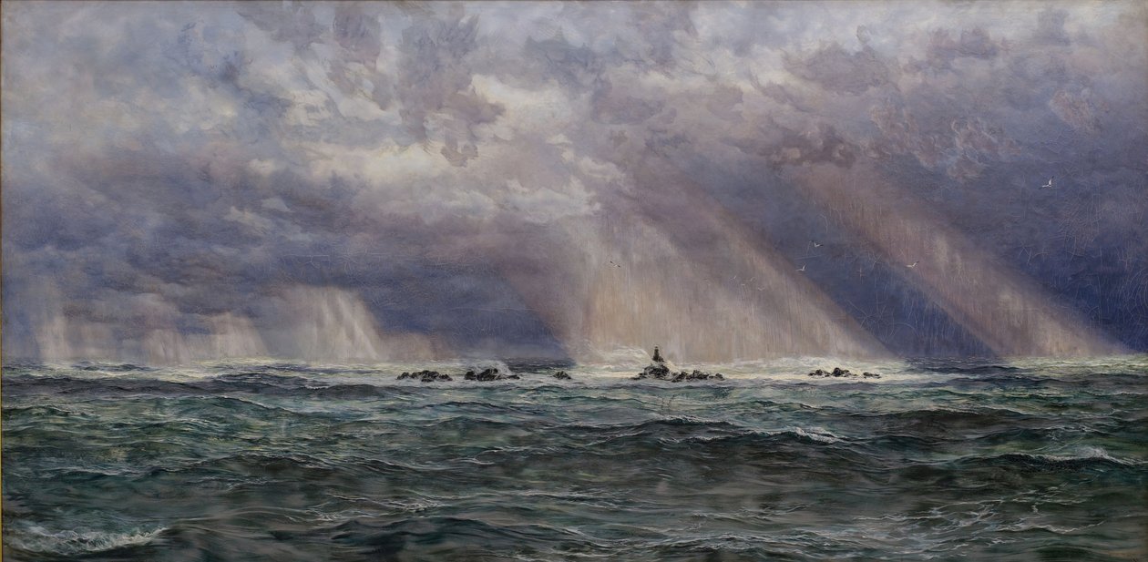 Une Tempête du Nord-Ouest au Large du Phare de Longships, 1873 - John Brett