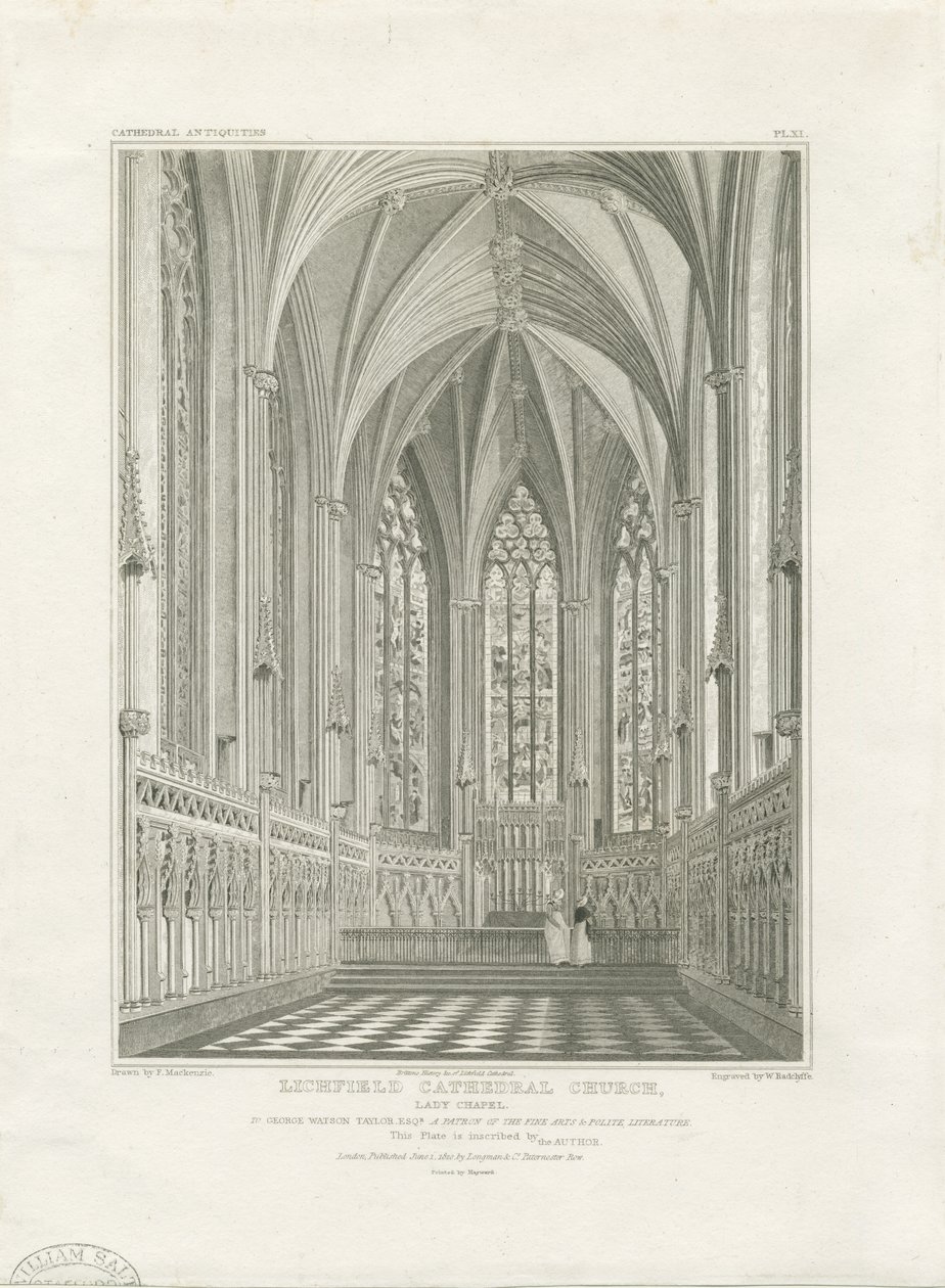 Intérieur de la cathédrale de Lichfield - Chapelle de la Dame - John Britton