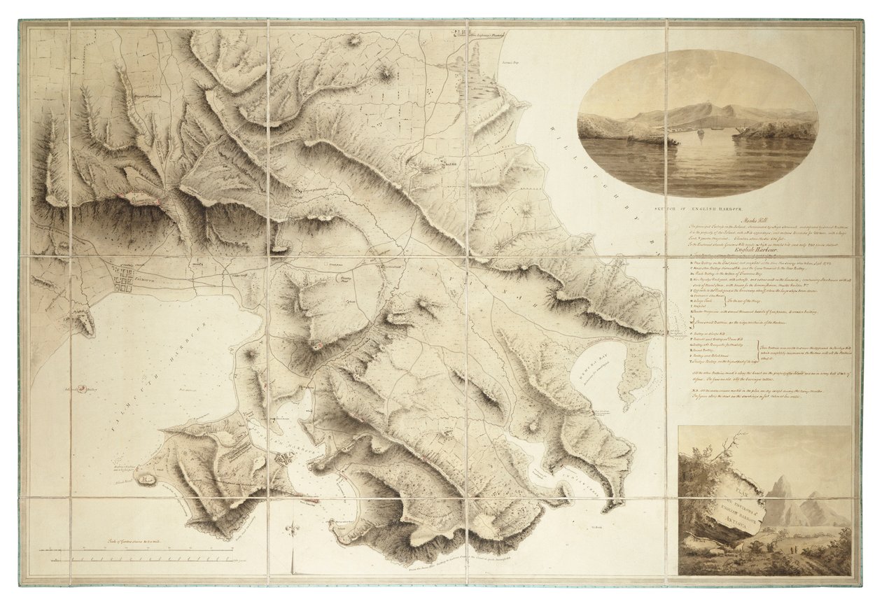 Plan des environs du port anglais, Antigua, vers 1782 - John Brown