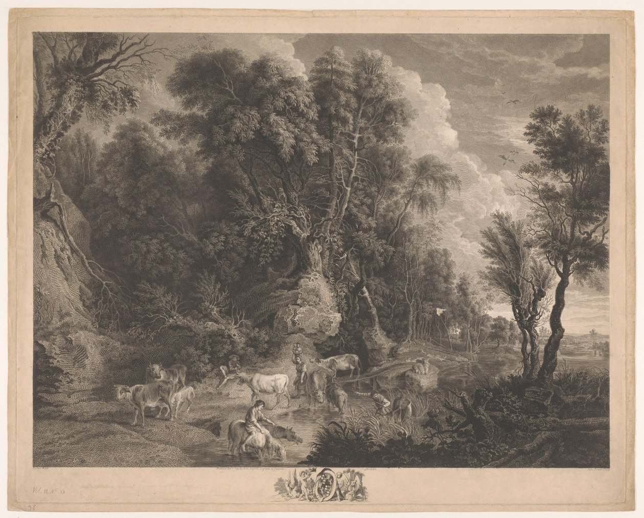 Paysage avec bergers et troupeau près d