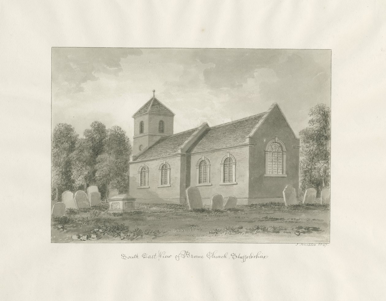 Église de Broom (maintenant Worcestershire) - John Buckler