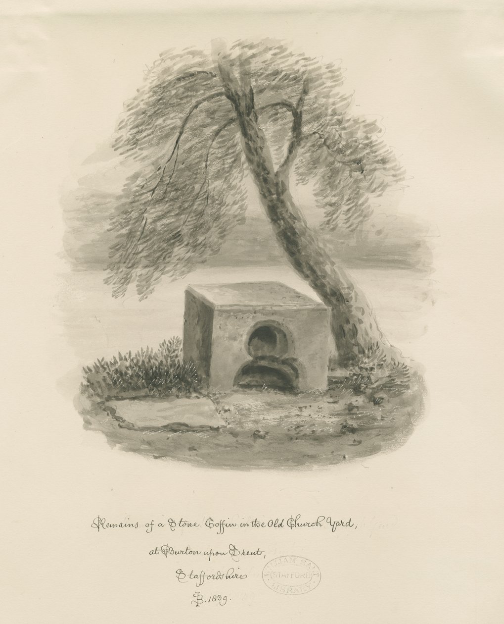 Burton-upon-Trent - Cercueil en pierre dans le vieux cimetière - John Buckler