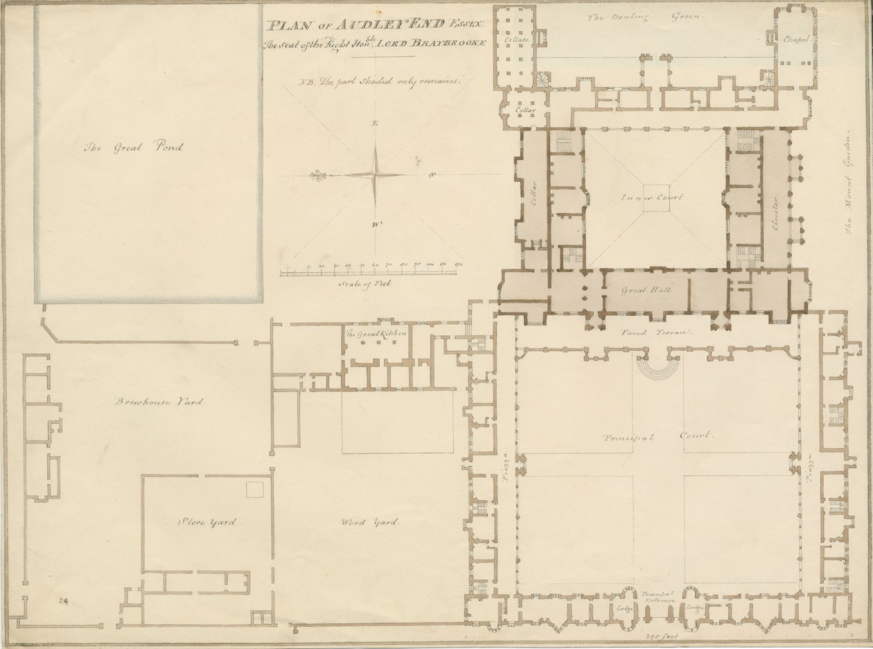 Essex - Audley End - Plan, 1815 - John Buckler