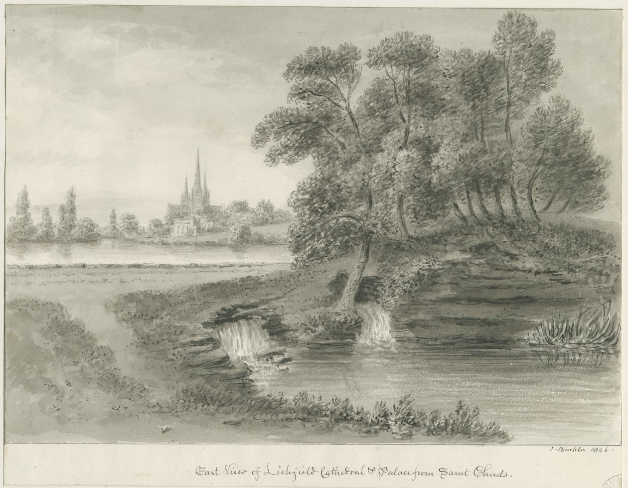 Cathédrale de Lichfield - Vue Est, 1844 - John Buckler