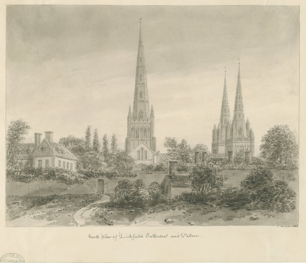 Cathédrale de Lichfield - Vue nord - John Buckler