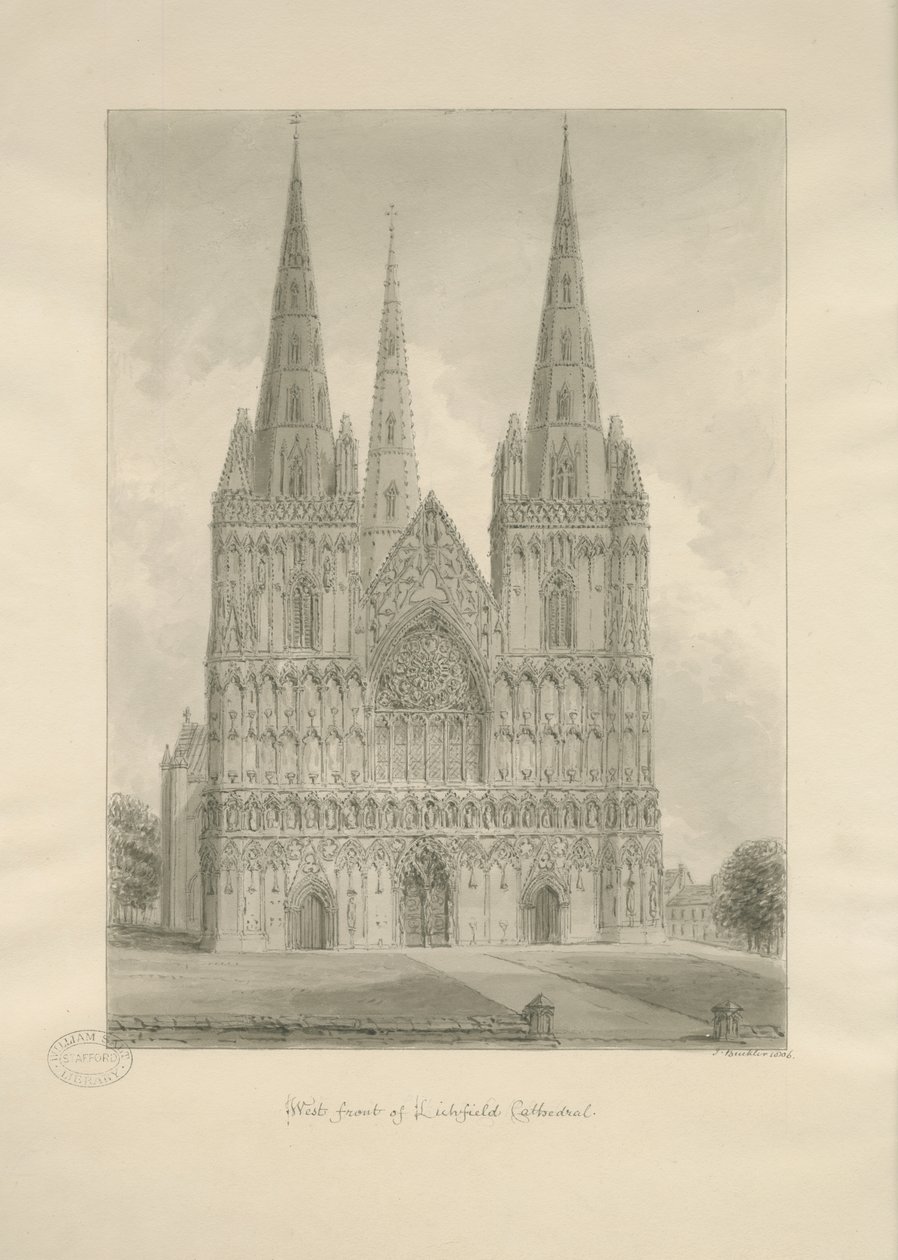 Cathédrale de Lichfield - Façade ouest - John Buckler