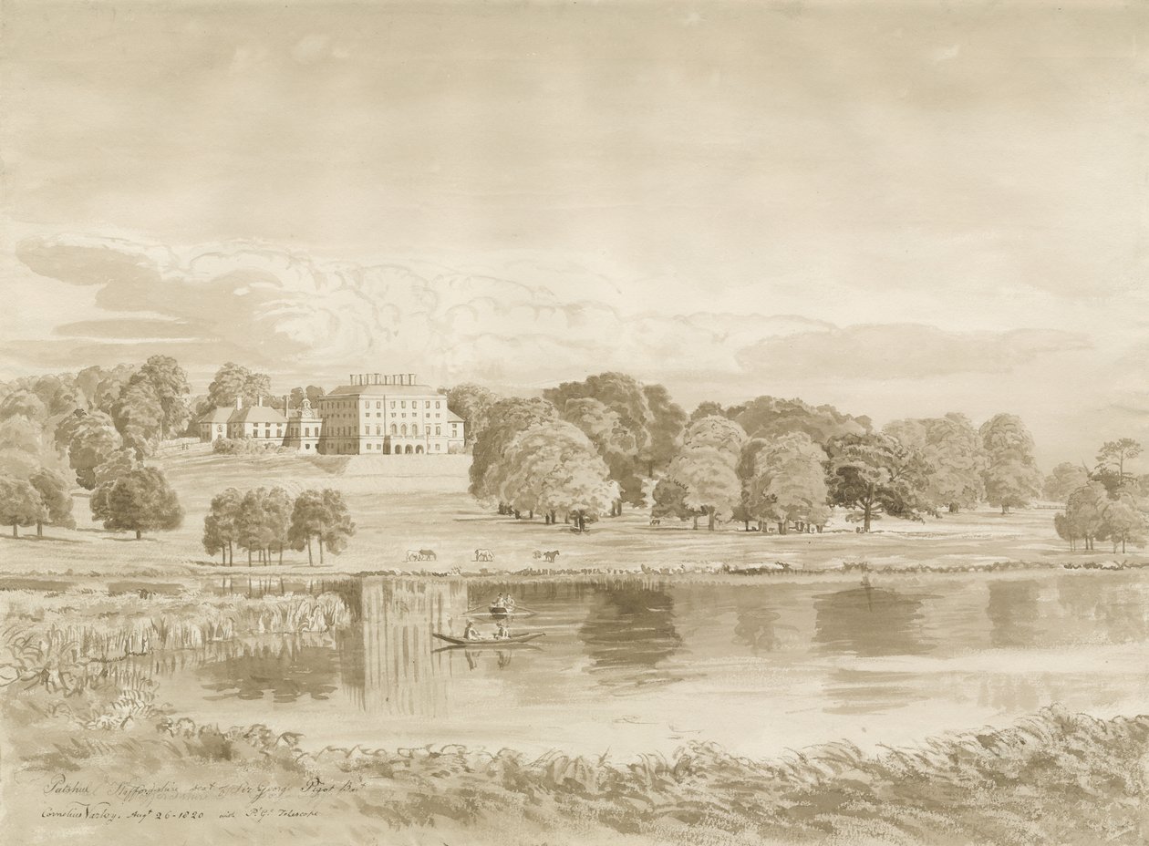 Patshull House : dessin au lavis sépia, 26 août 1820 - John Buckler