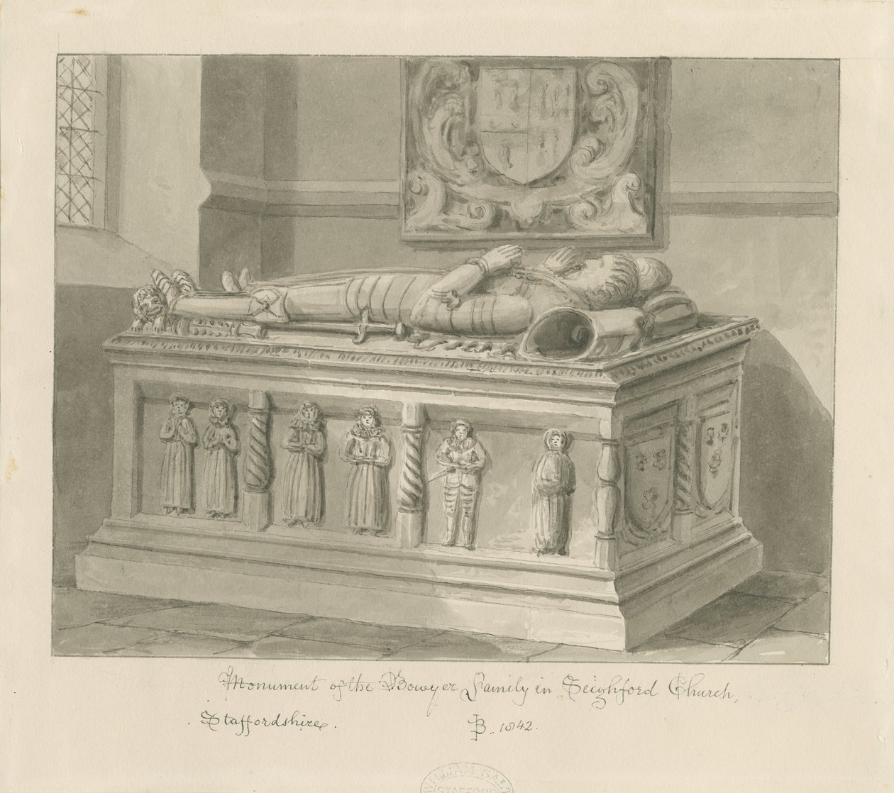 Église de Seighford - Tombe de William et Mercy Bowyer - John Buckler
