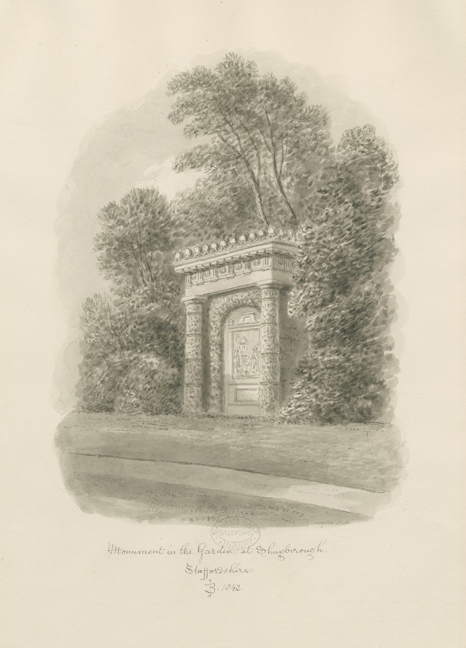 Shugborough - Monument : dessin sépia - John Buckler