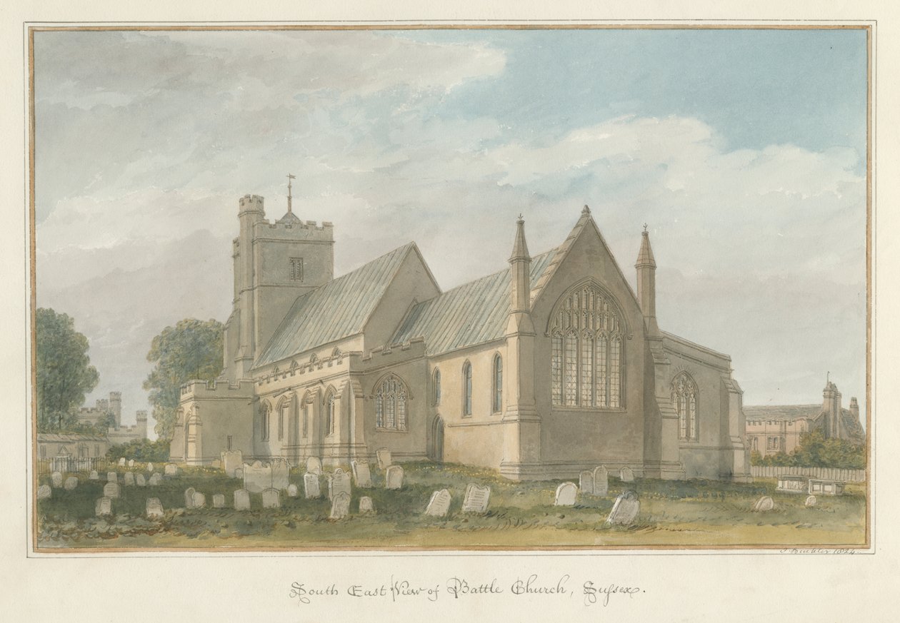 Sussex - Église de Battle, 1824 - John Buckler