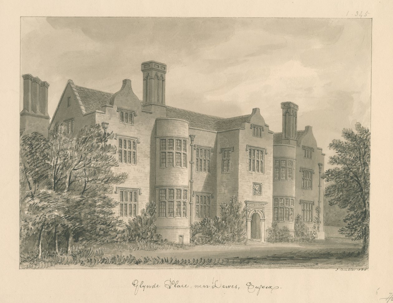 Sussex - Lewes - Glynde Place - John Buckler