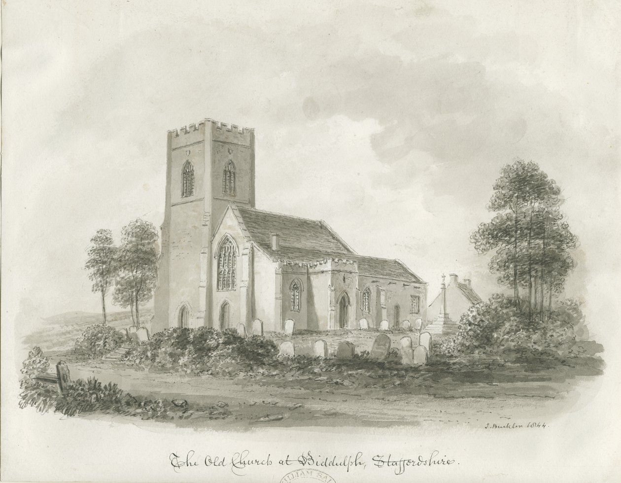 La Vieille Église à Biddulph, Staffordshire, 1844 - John Buckler