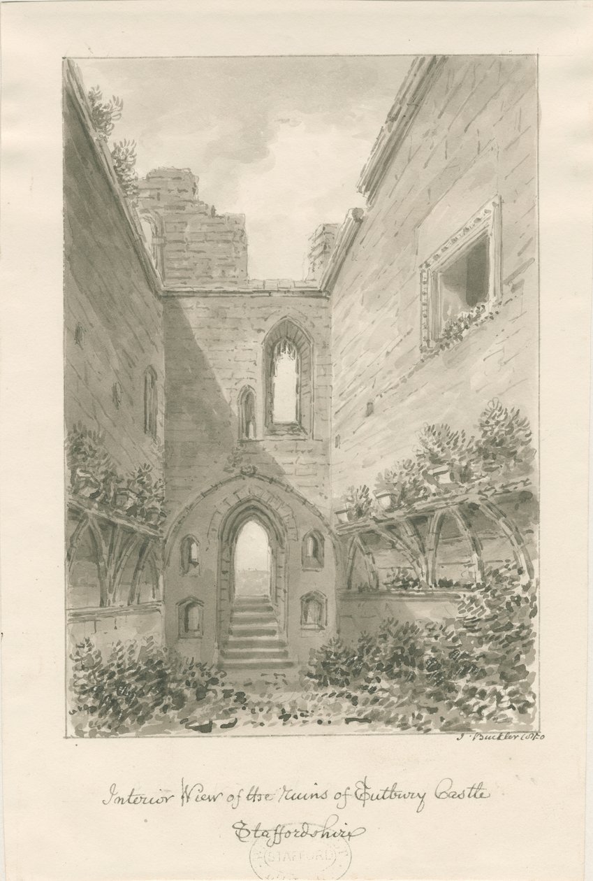 Château de Tutbury - Intérieur des ruines - John Buckler