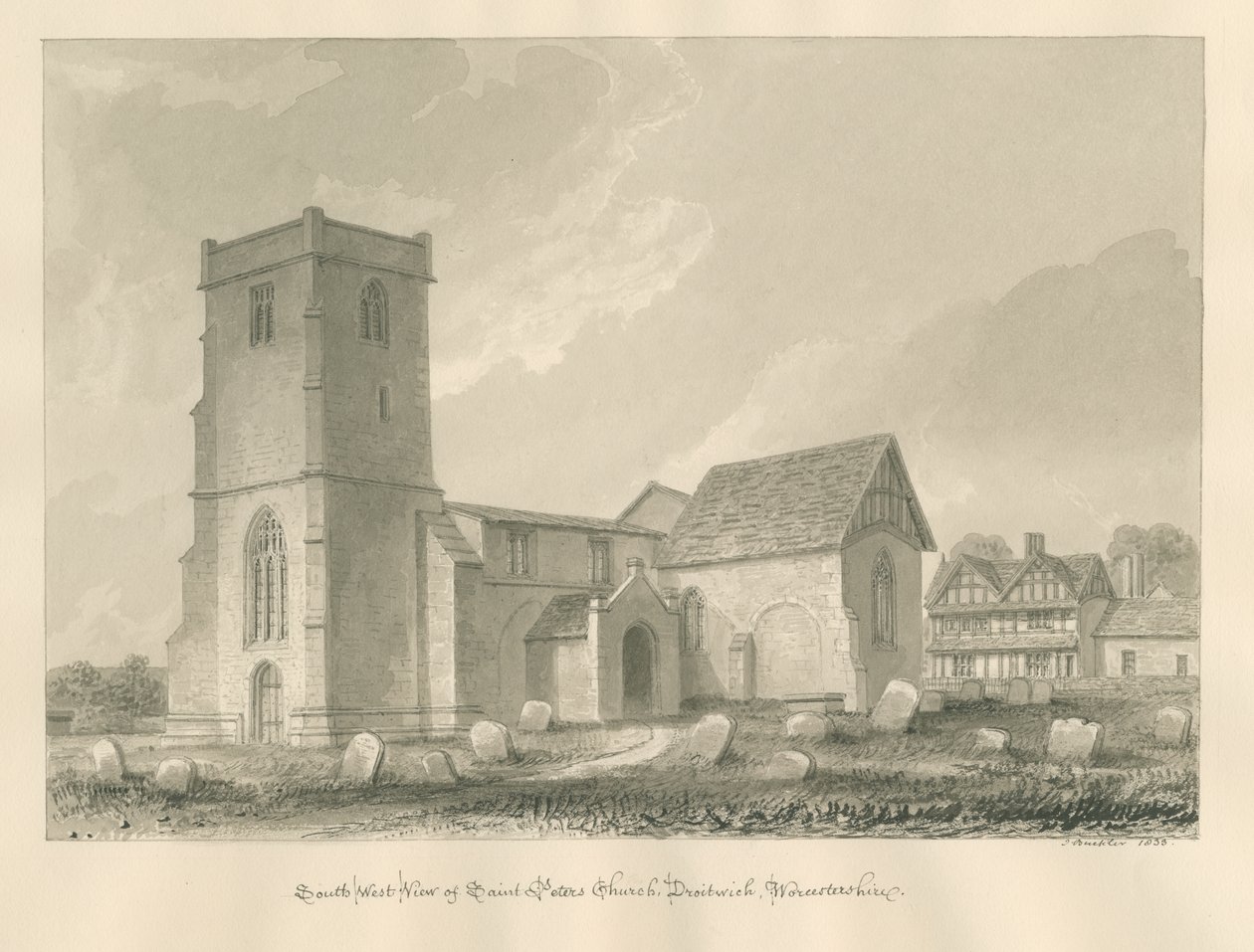 Worcestershire - Droitwich - Église Saint-Pierre, 1833 - John Buckler