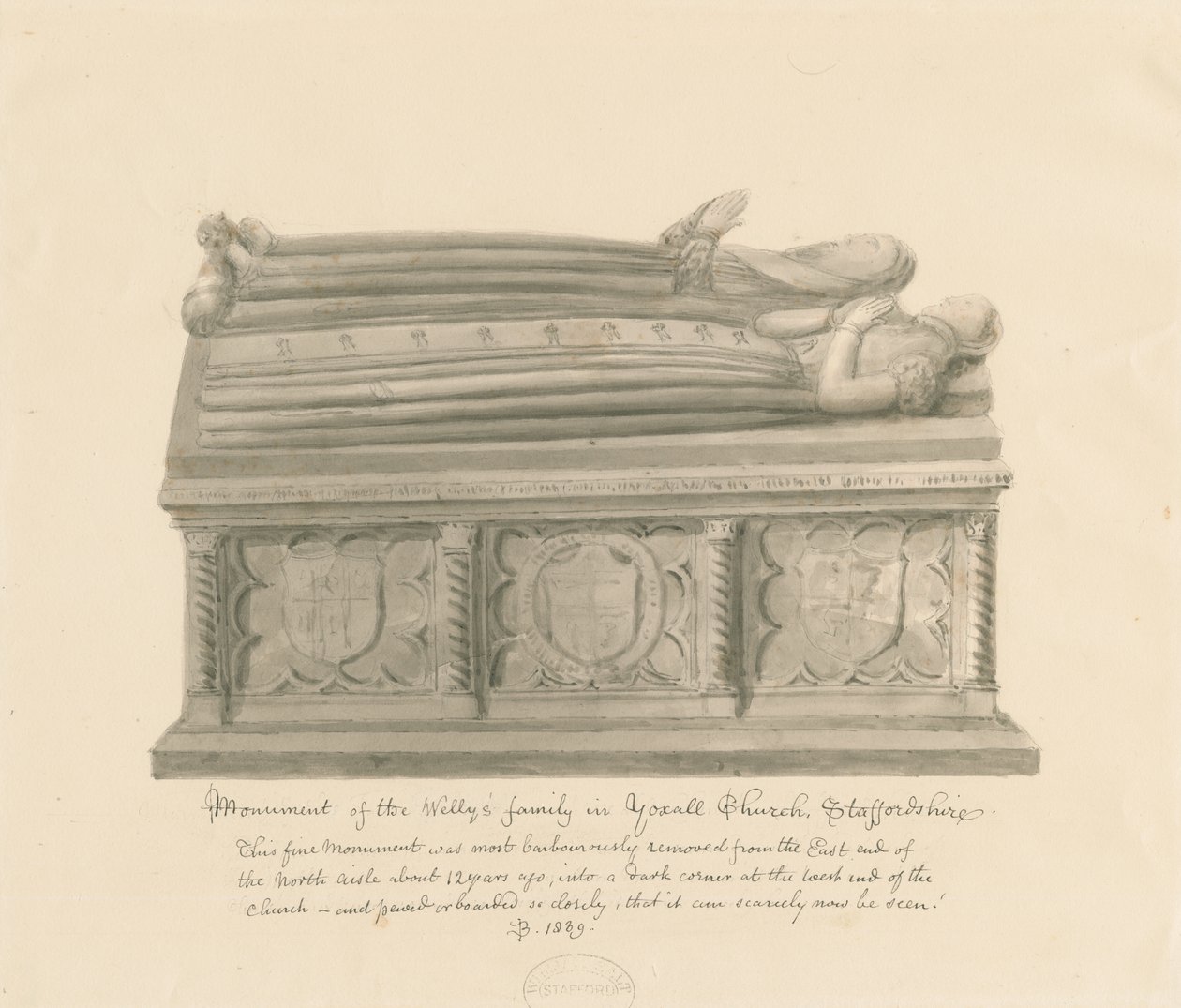 Église de Yoxall - Monument de la famille Welly - John Buckler