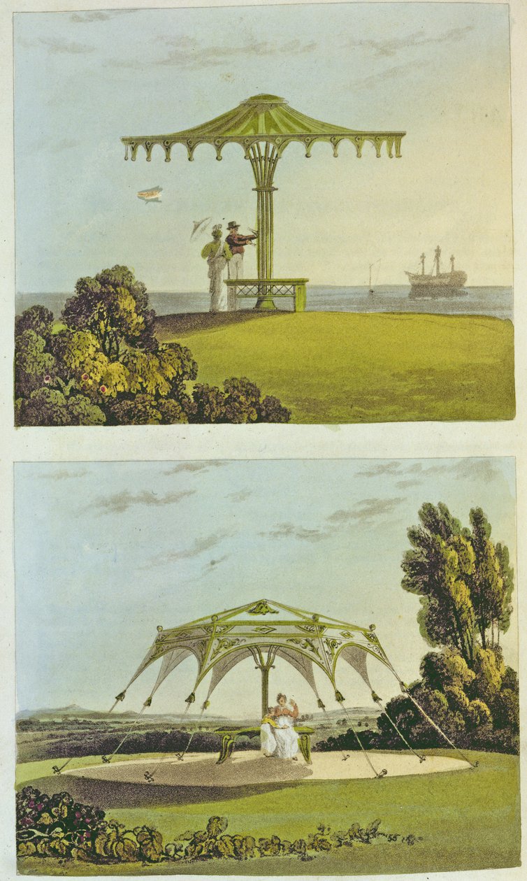 Deux sièges de jardin ornés couverts du 