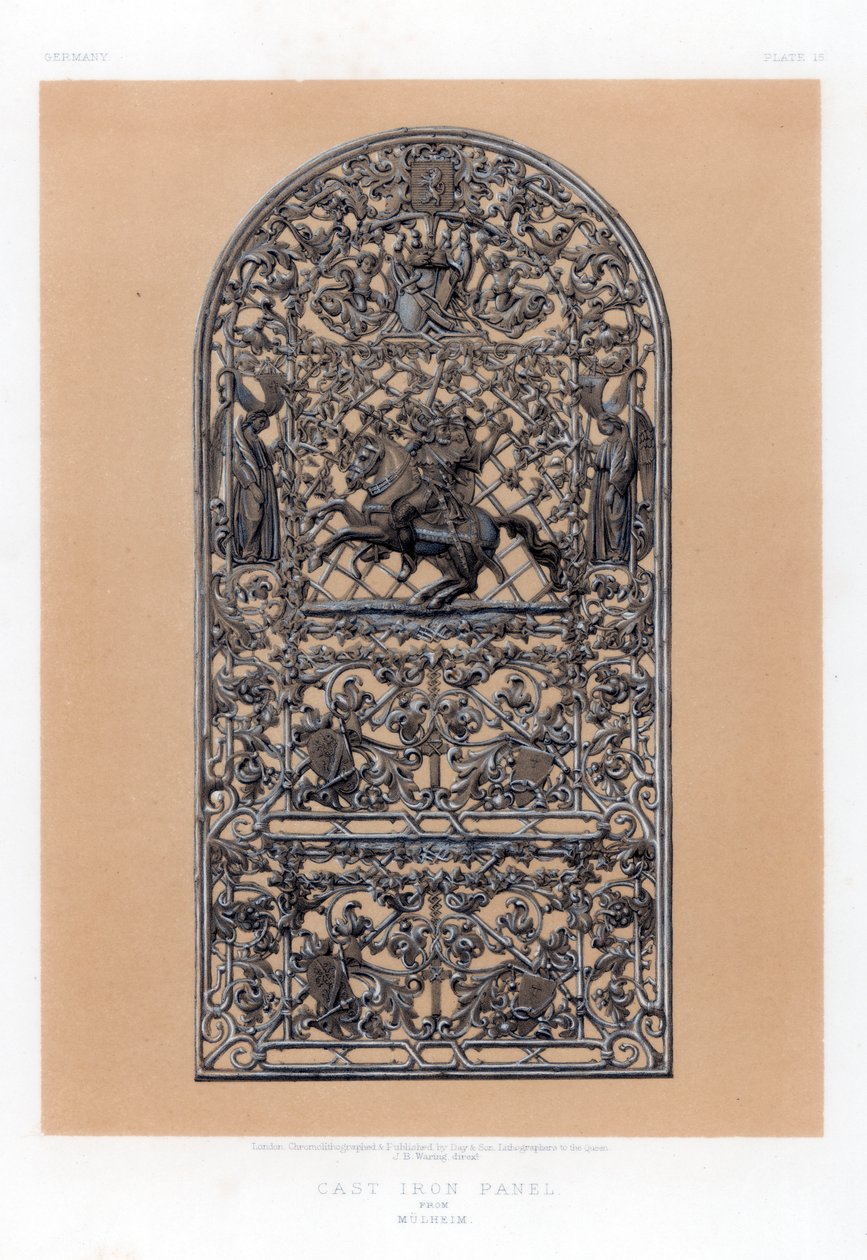 Panneau en fonte de Mulheim, Allemagne, 19ème siècle - John Burley Waring